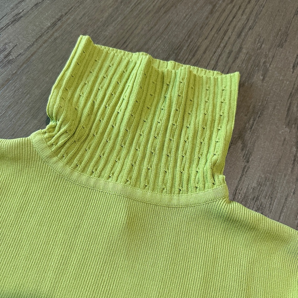 Venini Cable Knit Turtleneck Sweater Size Large Light Green - Picture 4 of 8
